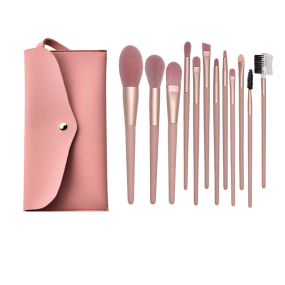 2024 Hot Selling Professional Pink Rose 12pcs Wood Handle Eye Shadow Blush Makeup Brush Set Beauty Tools Brush Cosmetic Brush