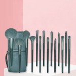 Wholesale 14PCS Professional High Quality Green Makeup Brush Set Pure Binding PU Insert Bag Makeup Tools