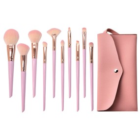 Wholesale 10 PCS High-End Nylon Hair Makeup Brush Set Professional Best Quality Premium Pink Handle Custom Cosmetic Brushes