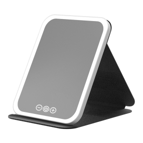 可折叠的双面和单面化妆镜便携式LED化妆镜，用于宿舍和办公室使用，放大倍率为1倍