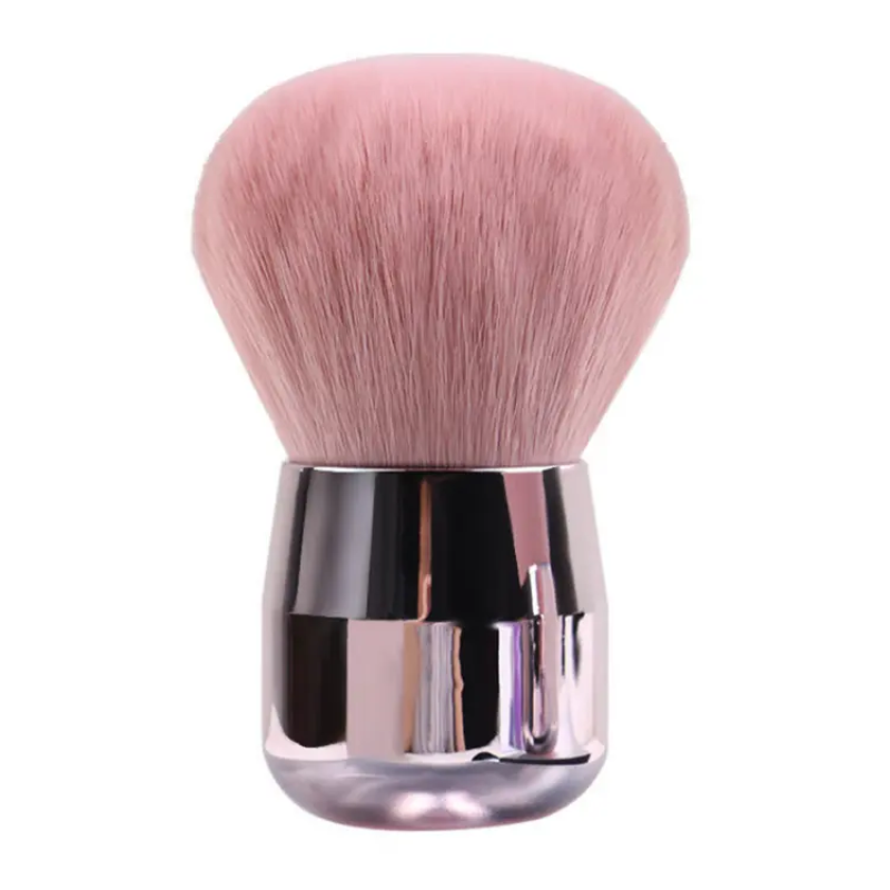 Private Label Shimmer Kabuki Body Brush Hot Selling Large Rose Pink Gold Bling Tanning Brush for Face Made of Synthetic Hair