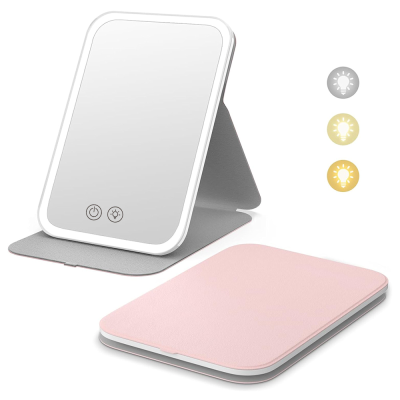 Foldable Double and Single Sided Vanity Mirror for Dormitory & Office Use Portable LED Makeup Mirror with 10x Magnification