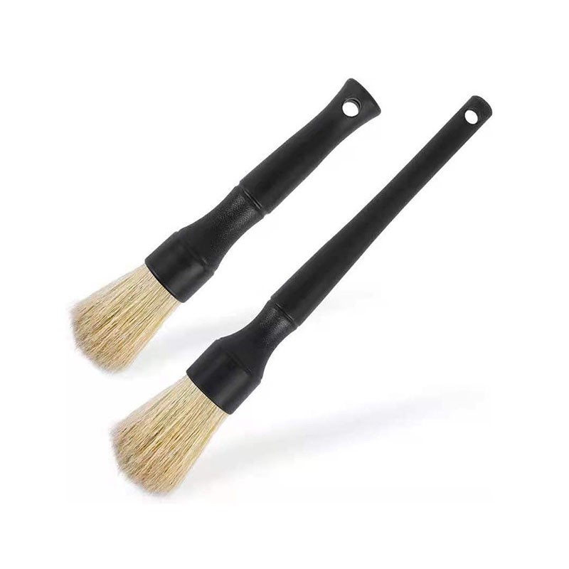 100% Natural Auto Car Care Tool Comfortable Grip Heavy-Duty Interior Detailing Cleaning Brush Boar Bristle Scrubbing Brush