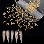 热卖新型金指甲水晶莱茵石英文3D字母指甲艺术魅力锆石钉盒指甲