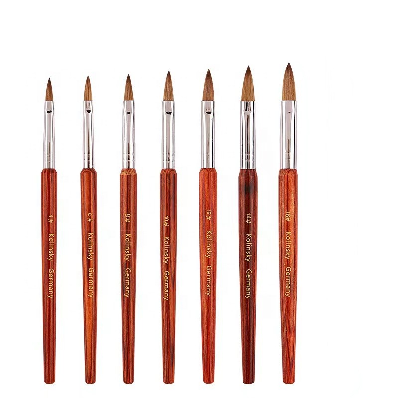 High Quality International Size 100% Kolinsky Nail Brush Germany Round  Acrylic Nail Brush
