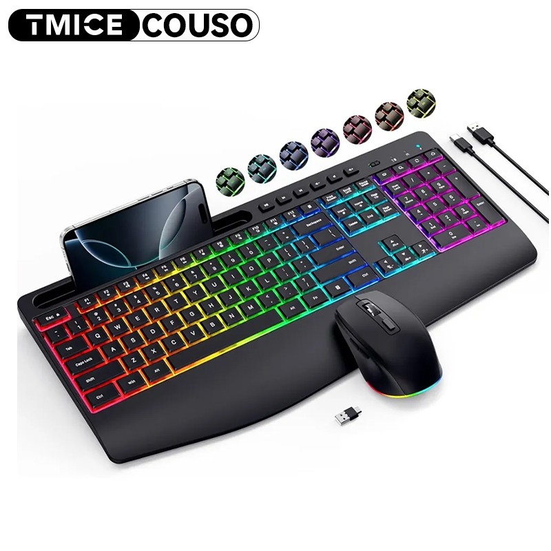 Keyboard Mouse Combo Factory - 2.4Ghz Rechargeable With Phone Holder
