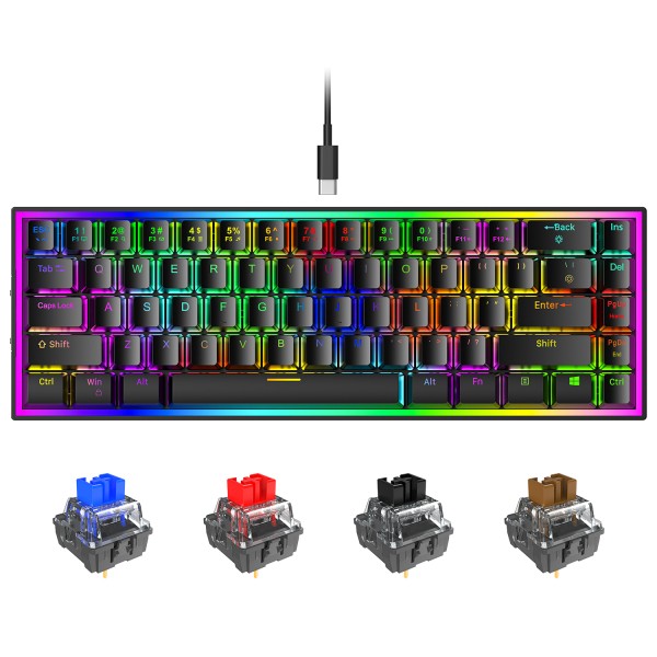 Mechanical Keyboard Manufacturer - 68 Keys Wired Ergonomic Hot Swap