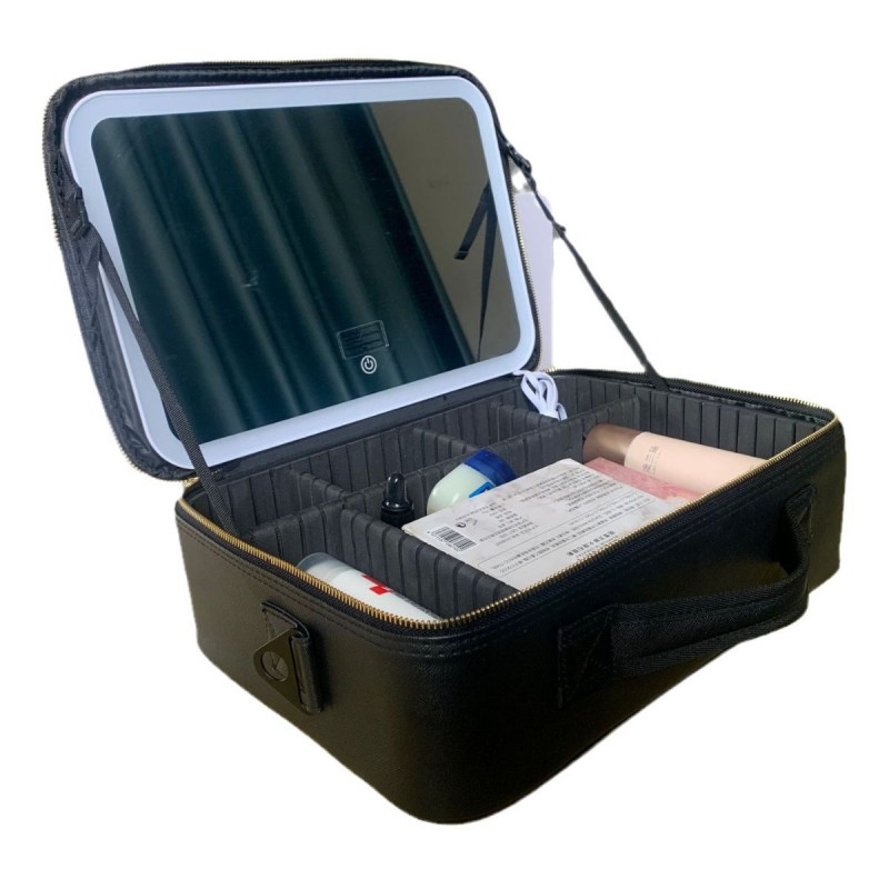 Led Mirror With Divider Makeup Bag Girls' Large Capacity Portable Makeup Storage Bag Travel Portable Storage Makeup case