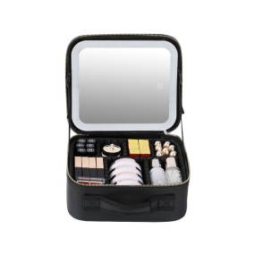 Travel Makeup Train Case Bag Large Cosmetic Case Professional Portable Makeup Brush Holder Organizer and Storage With Led Mirror