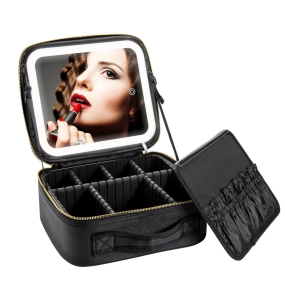 Travel Makeup Bag  LED Lighted Makeup Case with Mirror Multiple Color Setting Cosmetic Makeup Box Organizer Vanity Case