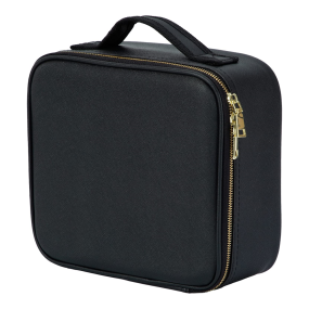 Personalized PU Leather Makeup Bag with LED Lighted Mirror Travel Vanity Case with Dividers for Cosmetics