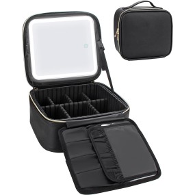 LED Lighted Desktop Mirror Travel Makeup Bag Multiple Color Setting Cosmetic Makeup Box Organizer Vanity Case Three Day Delivery