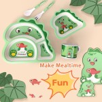 Kids Plate Factory - Green Dinosaur Shape Bamboo Fiber Divided Non-spill