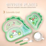 Kids Plate Factory - Green Dinosaur Shape Bamboo Fiber Divided Non-spill