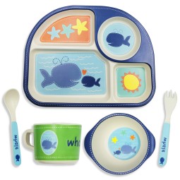 Kids Tableware Manufacturer - Natural Bamboo Fiber Cute Whale Shape Cutlery