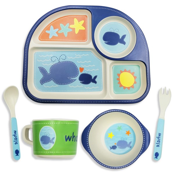 Kids Tableware Manufacturer - Natural Bamboo Fiber Cute Whale Shape Cutlery