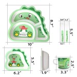 Kids Plate Factory - Green Dinosaur Shape Bamboo Fiber Divided Non-spill