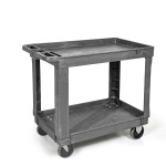 Industrial Cart Factory - Heavy Duty 4 Wheels 2-tier Brown Plastic