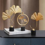 Jewelry Storage Box Manufacturer - Metal Ginkgo Wooden Base Desktop Decoration