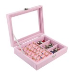 Velvet Jewelry Box Manufacturer - Glass Cover Ring Earring Display Holder