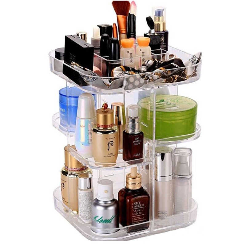 Makeup Organizer Manufacturer - 360-degree Rotating Brush Holder Jewelry Case