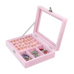 Velvet Jewelry Box Manufacturer - Glass Cover Ring Earring Display Holder