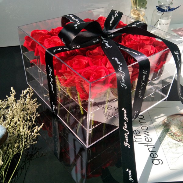 Acrylic Rose Box Manufacturer - Transparent Flower Gift Box With Cover