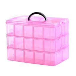 Nail Art Container Manufacturer - 3 Layer Portable Plastic Makeup Storage