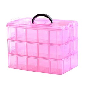 Nail Art Container Manufacturer - 3 Layer Portable Plastic Makeup Storage