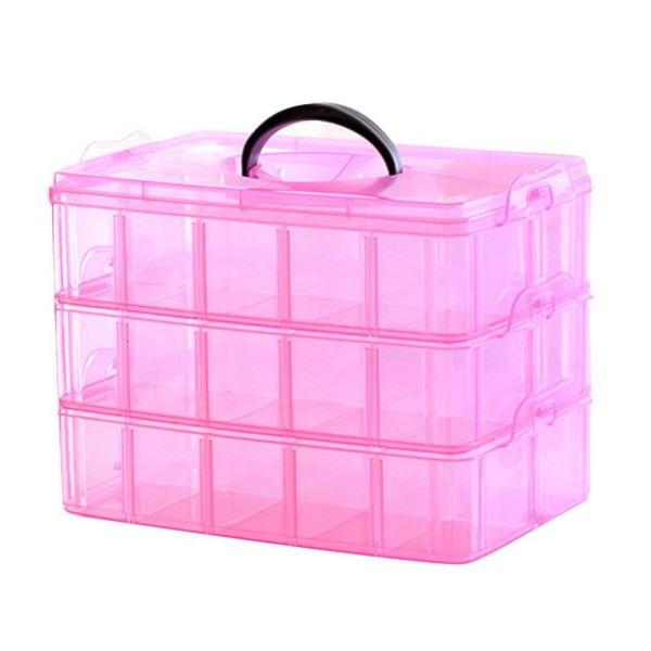 Nail Art Container Manufacturer - 3 Layer Portable Plastic Makeup Storage