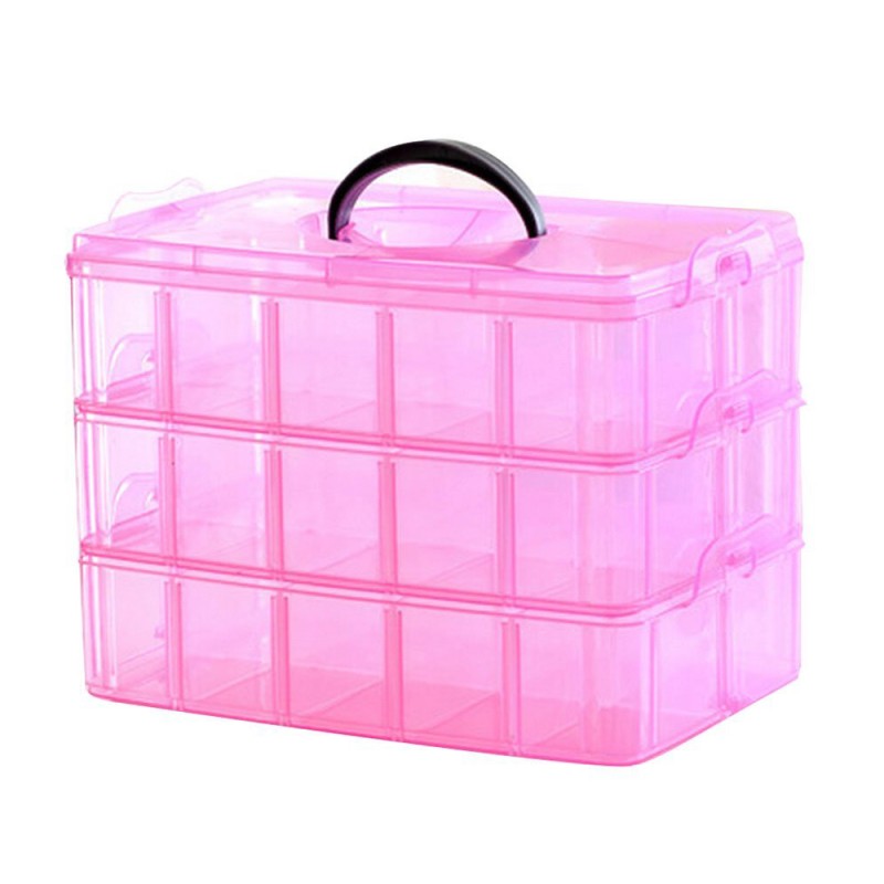 Nail Art Container Manufacturer - 3 Layer Portable Plastic Makeup Storage