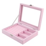 Velvet Jewelry Box Manufacturer - Glass Cover Ring Earring Display Holder