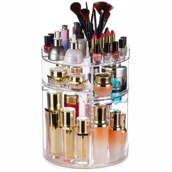 Makeup Organizer Manufacturer - 360 Degree Rotation Transparent Dressing Table