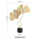 Jewelry Storage Box Manufacturer - Metal Ginkgo Wooden Base Desktop Decoration
