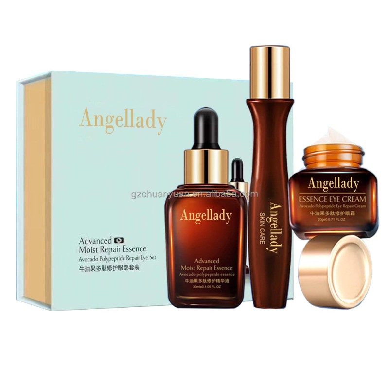 OEM Formula Firming Anti Winkle 3 Pieces Kit Set Avocado Polypeptide Eye Repair Eyes Essence Cream Under Eye Essence