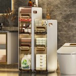 Bathroom Storage Cabinet Factory - Household Movable Folding Narrow Rack