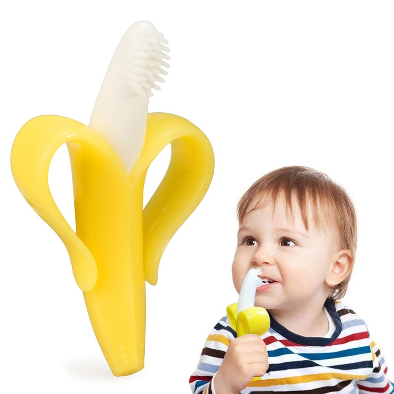 Baby Teether Manufacturer - Banana Silicone Teether Toothbrush New Arrival
