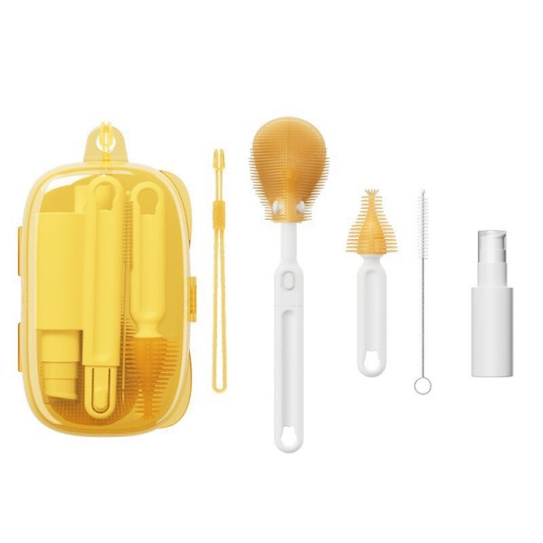 Bottle Brush Set Manufacturer - Silicone Set with Spray Bottle Foldable Brush