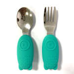 Children Fork Spoon Set Factory - Stainless Steel with Silicone Handle