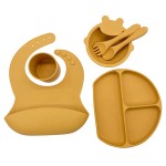 Baby Feeding Set Supplier - Bear Shaped Bowl Plate Bib Cup Fork Spoon Set