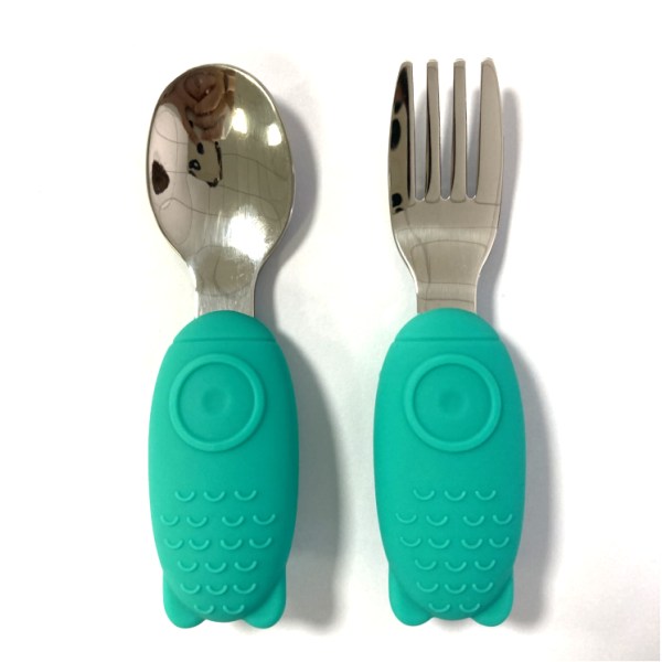 Children Fork Spoon Set Factory - Stainless Steel with Silicone Handle