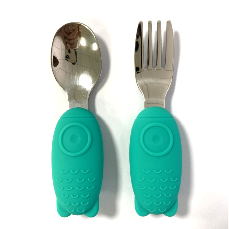 Children Fork Spoon Set Factory - Stainless Steel with Silicone Handle