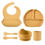 Baby Feeding Set Factory - 6 Piece Silicone Set Bowl Bib Utensils