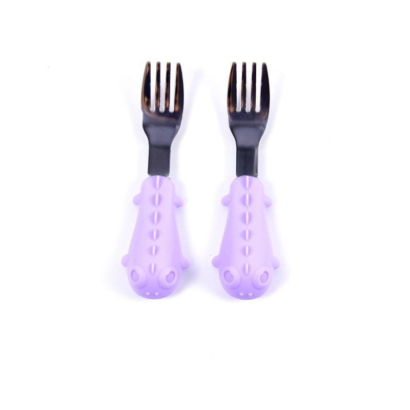 Kids Fork Spoon Set Supplier - Stainless Steel with Silicone Handle Self Feed