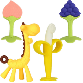 Baby Teether Set Factory - Silicone Deer Corn Peach Grape for Infants