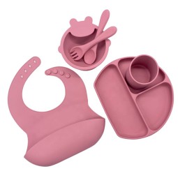 Baby Feeding Set Supplier - Bear Shaped Bowl Plate Bib Cup Fork Spoon Set