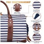Weekender Bag Factory - 21\" Striped Canvas PU Leather Duffle Tote