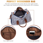 Weekender Bag Factory - 21\" Striped Canvas PU Leather Duffle Tote