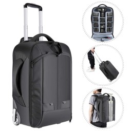 Camera Backpack Factory - 2-in-1 Convertible Wheeled Trolley Case