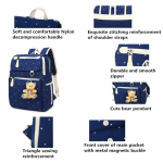 Backpack Set Supplier - 4Pcs Polka Dot Canvas School Bag for Girls